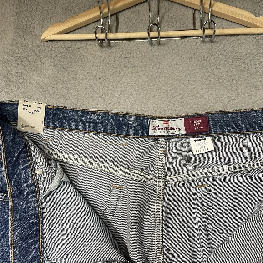 Vintage Levis Jeans 42x34 Med Wash 545 Brown Tab 90s Loose Fit DEADSTOCK NWT